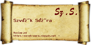 Szvák Sára névjegykártya